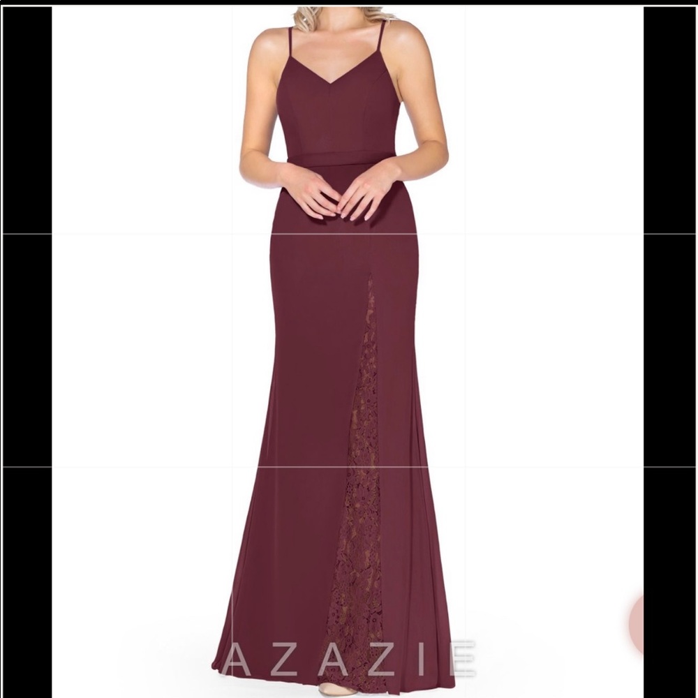 Azazie Fit to Flare cabernet dress